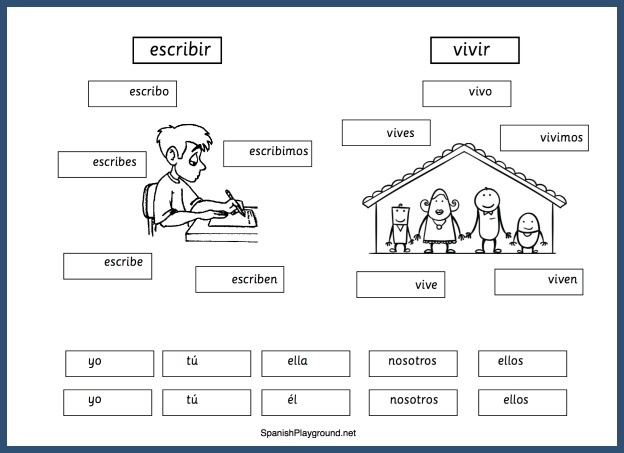 Colorful verb practice worksheet for third graders focusing on subject-verb agreement