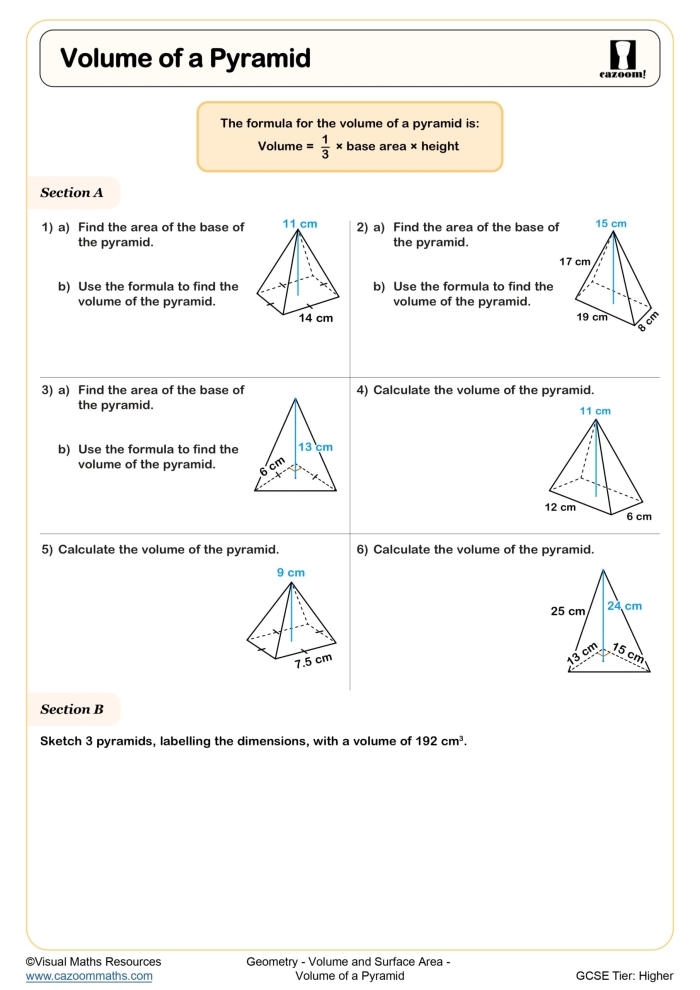 Base and Volume worksheet for 5th graders to practice calculating object volumes