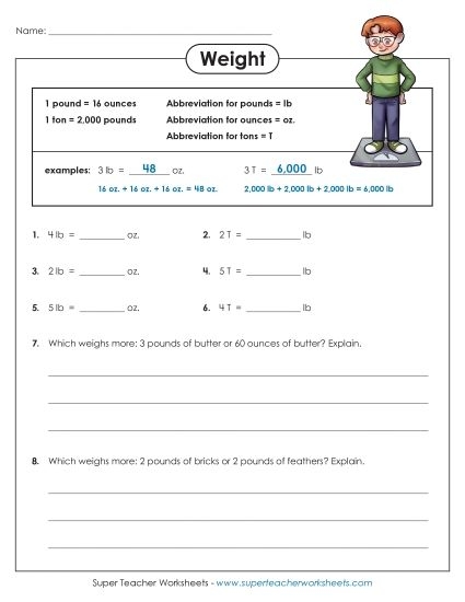 Fourth grade student working on a fun Easter themed math worksheet to convert pounds to ounces