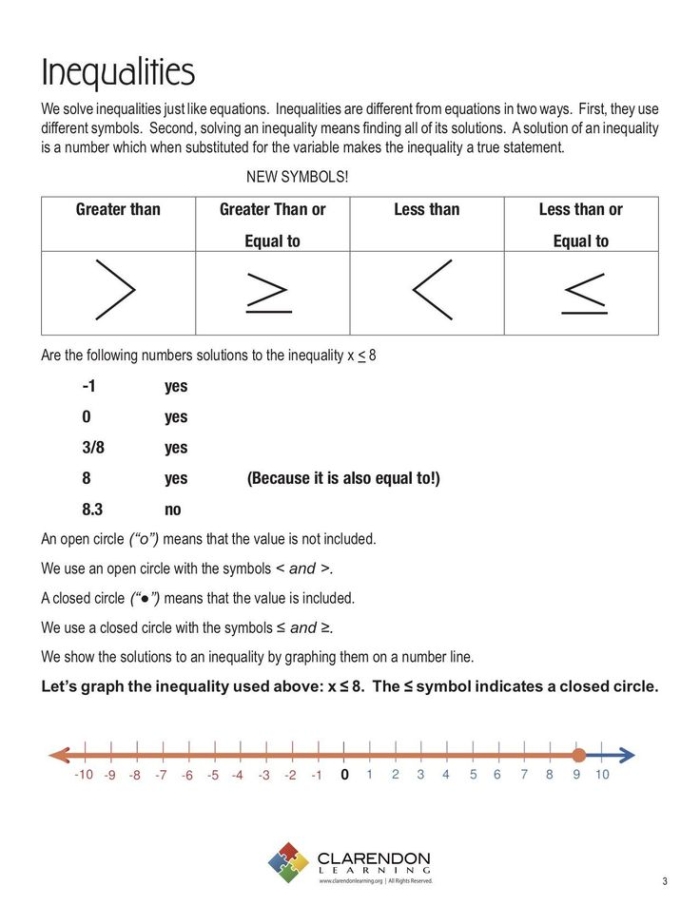 Sixth grade math worksheet for practicing how to write real-world inequalities with variables