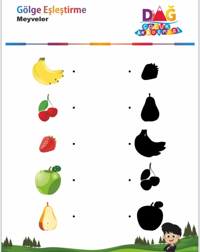 Match the Numbers with the Fruits worksheet for handwriting practice in Pre-K Colorful worksheet for Pre-K students to match numbers with fruits while practicing curved line tracing
