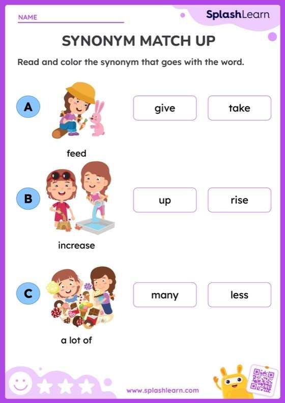 Worksheet for matching synonyms to enhance vocabulary skills in fourth grade history