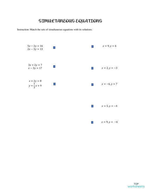 Matching Arrays to Equations practice sheet for 3rd grade algebra Worksheet showing matching arrays with corresponding equations for third graders