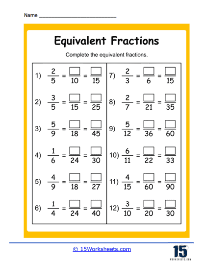 Third grade students practice identifying and drawing lines to connect visual fraction models on this equivalent fractions matching worksheet
