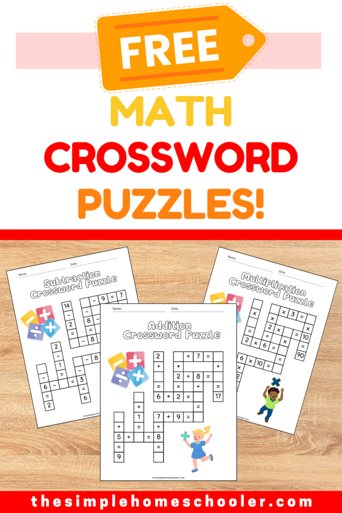 First grade math crosswords puzzle with simple addition facts for elementary students