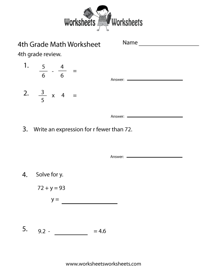 Students practicing multiplication and division skills in the Flying Through Fourth Grade worksheet