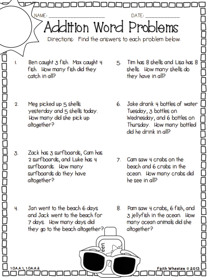 Third grade students solving addition and subtraction word problems with step-by-step process guidance