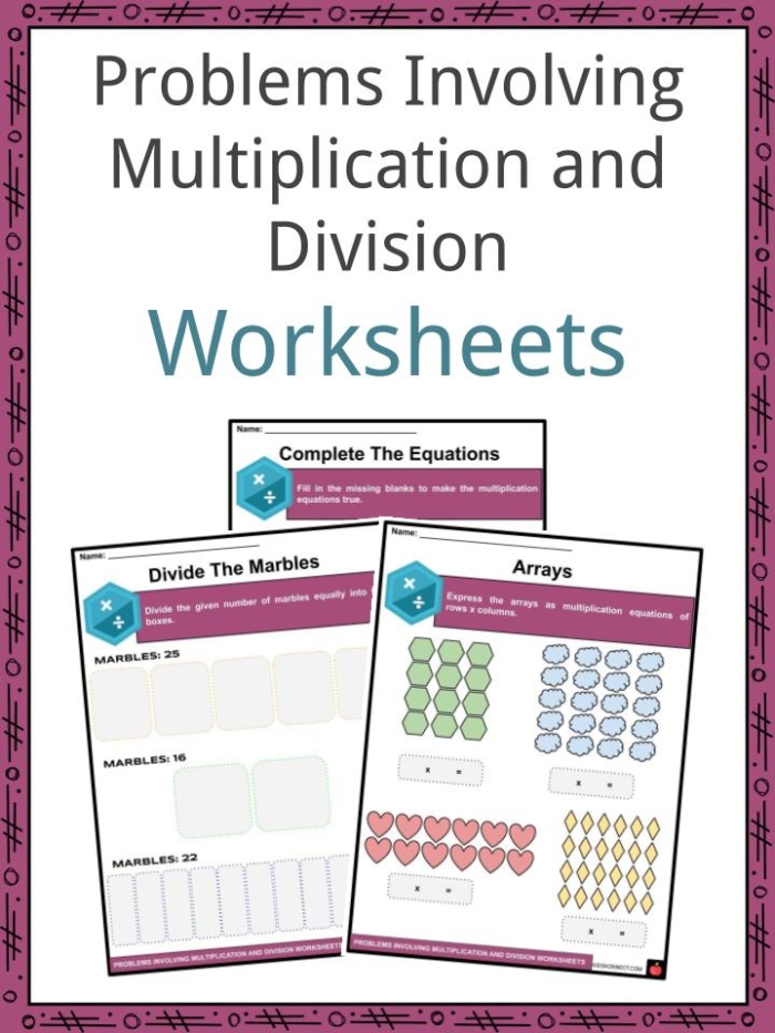 Fourth-grade math worksheet focusing on multiplication and division skills Multiplication and division practice worksheet designed for fourth-grade students