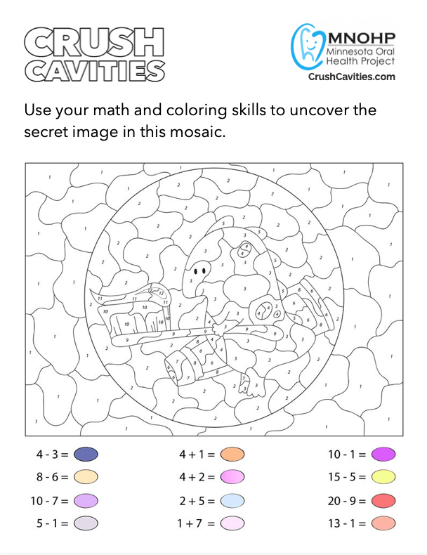 Math Mosaic worksheet featuring two-digit addition and subtraction problems for second graders to color shapes. Engaging math activity for second grade measurement skills.