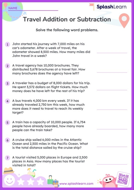 First grade math worksheet featuring addition and subtraction problems for kids to uncover a mystery word. Worksheet titled "Adding and Subtracting: What's the Word? 1" for first graders.