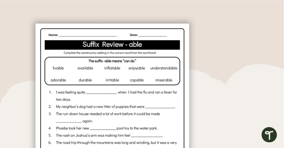 Fourth-grade students demonstrating their understanding of fractions in the Math Review Part 2 worksheet