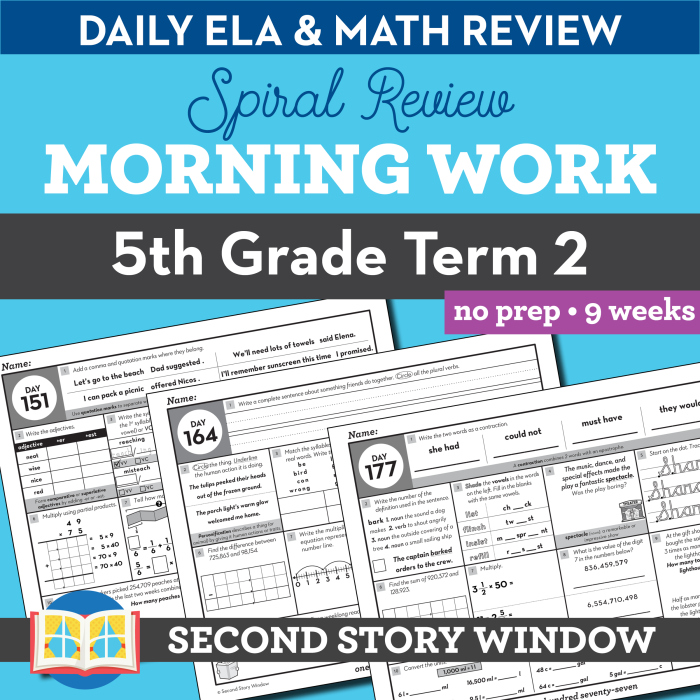 Students demonstrating their fourth-grade fraction knowledge in the Math Review Part 2 worksheet