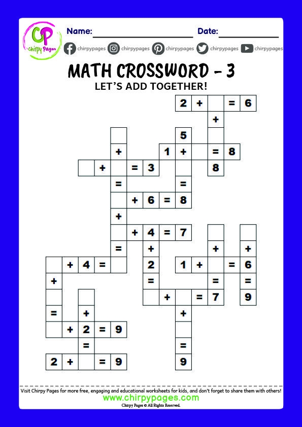 Addition Crossword Puzzle Sums to 10 Worksheet Number 19 Kindergarten student working on an addition crossword puzzle with sums up to 10