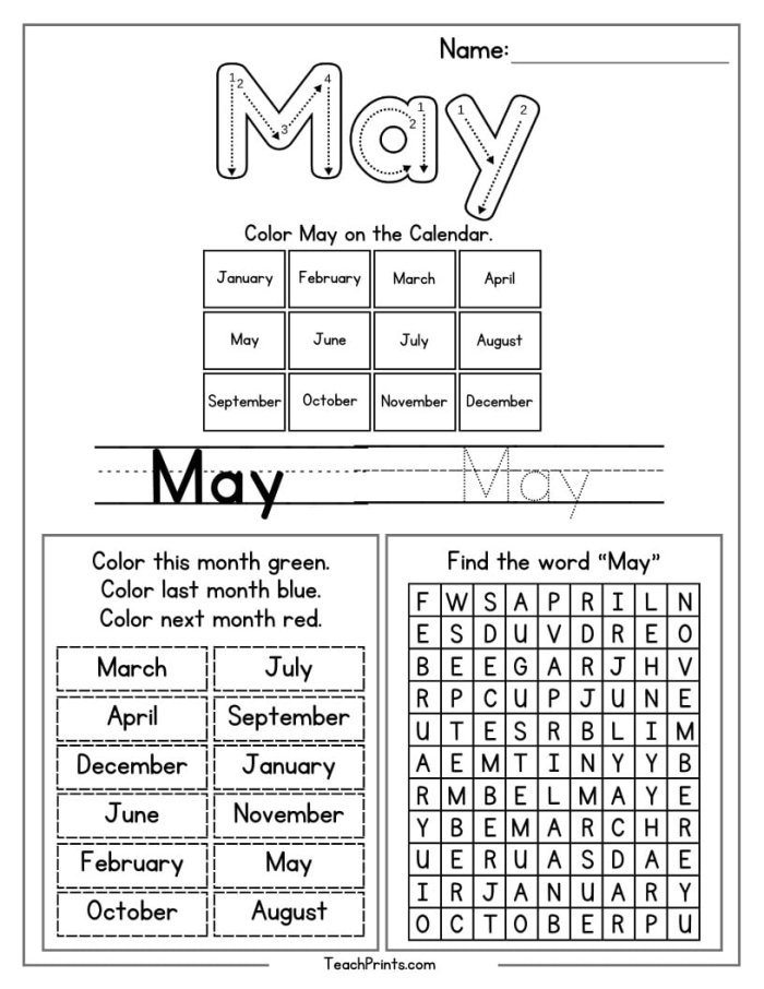 May calendar worksheet for second graders to fill in dates and celebrate Mother's Day. Interactive blank calendar page to help children learn the days of the week.