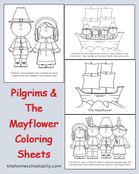 Illustration of The Mayflower, highlighting its significance in Pilgrim history for a fourth-grade worksheet