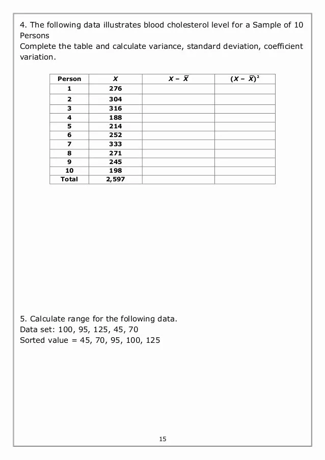 Sixth grade math worksheet for calculating mean absolute deviation of fraction data sets