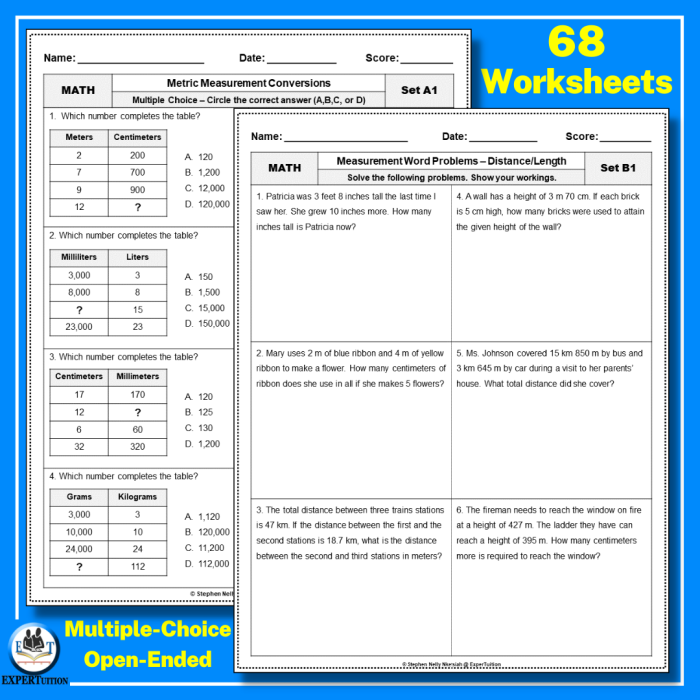 Measurement and Data Review Worksheet for Grade 5 Assessment Image 6 Fifth grade students solving measurement and data problems on a review worksheet with various calculation exercises