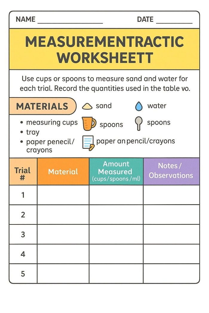 Measurement Review Worksheet for Third Grade Science and Engineering Inquiry 10 A third grade student completing a measurement review worksheet for science and engineering class
