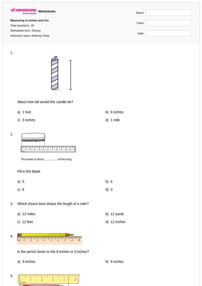 Measuring Bug Inches Worksheet for Kindergarten Data and Graphing 16 Kindergarten student using a ruler to measure the length of cute bugs in inches on a math worksheet