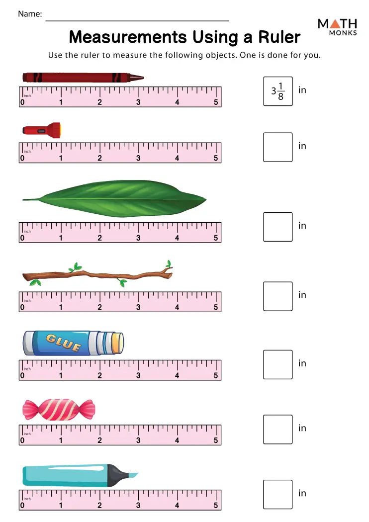 Measuring Bug Worksheet Inches Practice Grade K Worksheet 7 Kindergarten student using a ruler to measure the length of a ladybug in inches
