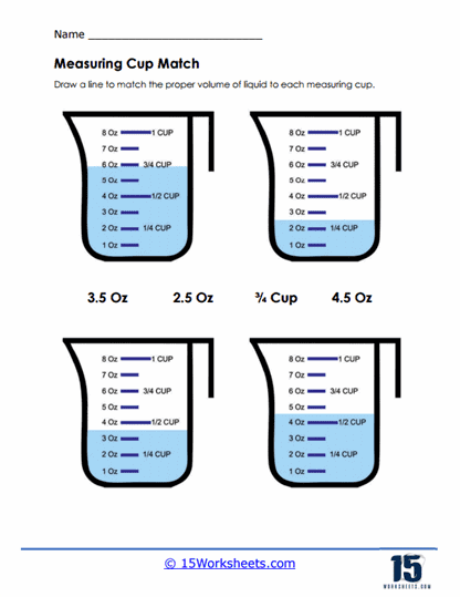 Measuring Cups Madness worksheet for third graders learning fractions with cookies
