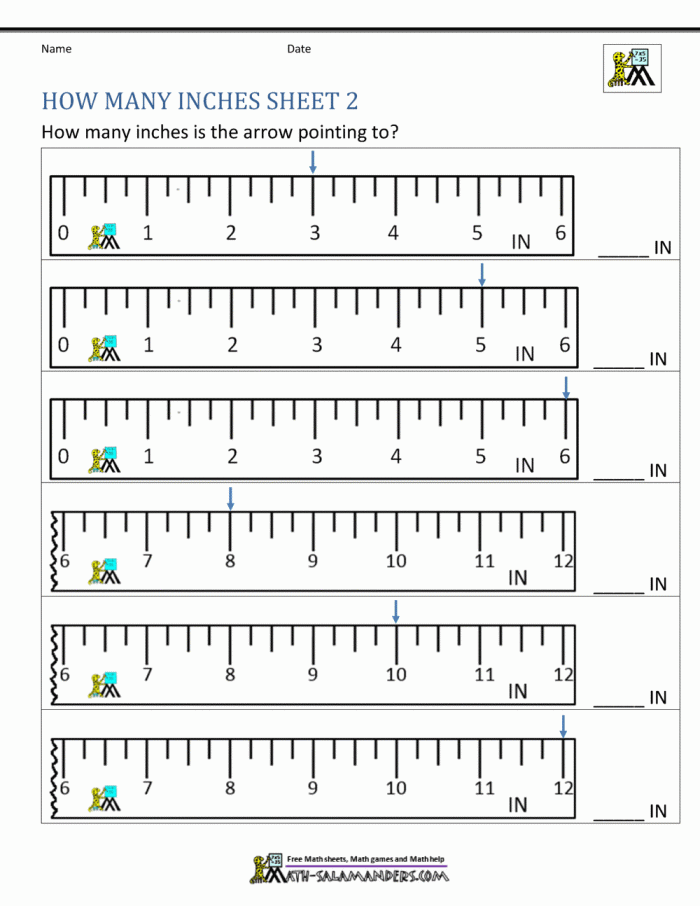 Second grade student using a ruler to measure common objects on the Measuring Inches How Long Is it worksheet