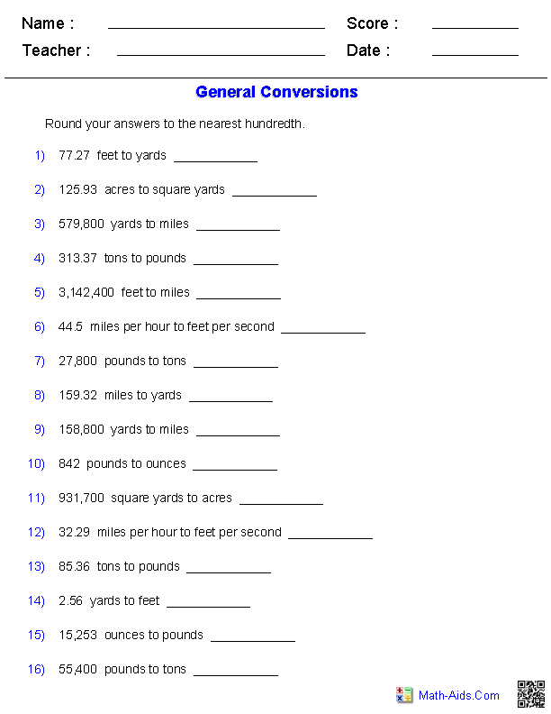 Worksheet for converting metric measurements in a fifth-grade classroom