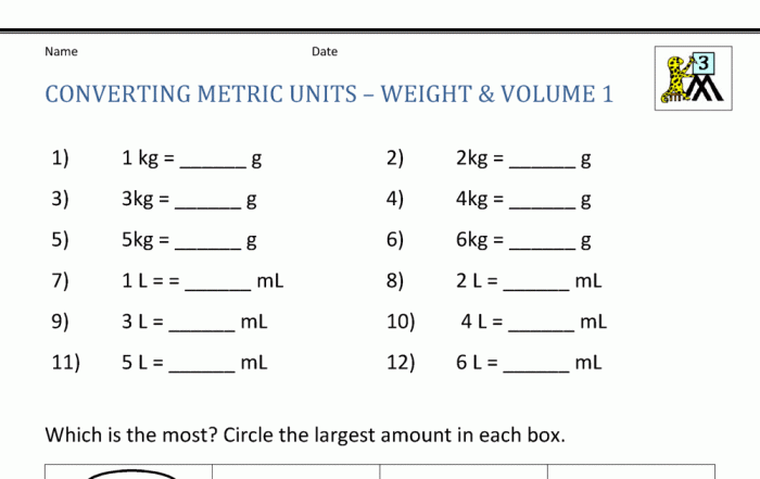 Fifth grade student completing a deconstruction worksheet to convert metric measurement units 23