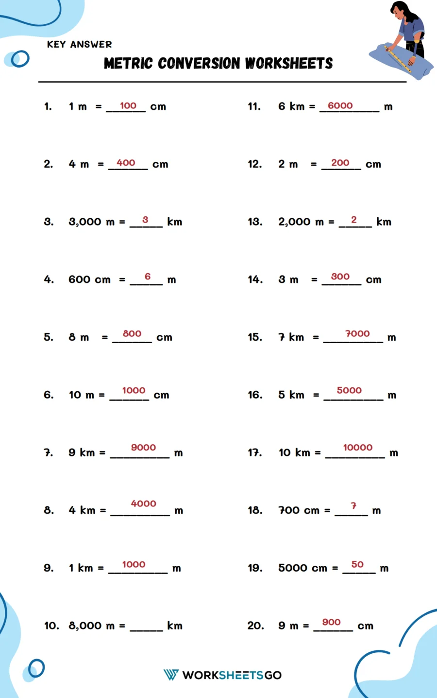 Metric Conversion Reference Table for Third Grade Math Students Third grade metric conversion worksheet with a measurement table for practicing ratios and decimals