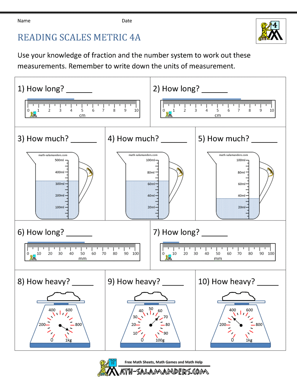 Metric Measurements Worksheet Number Seventeen for Fifth Grade Math Skills Fifth grade students practicing metric measurement and unit conversion problems on a worksheet