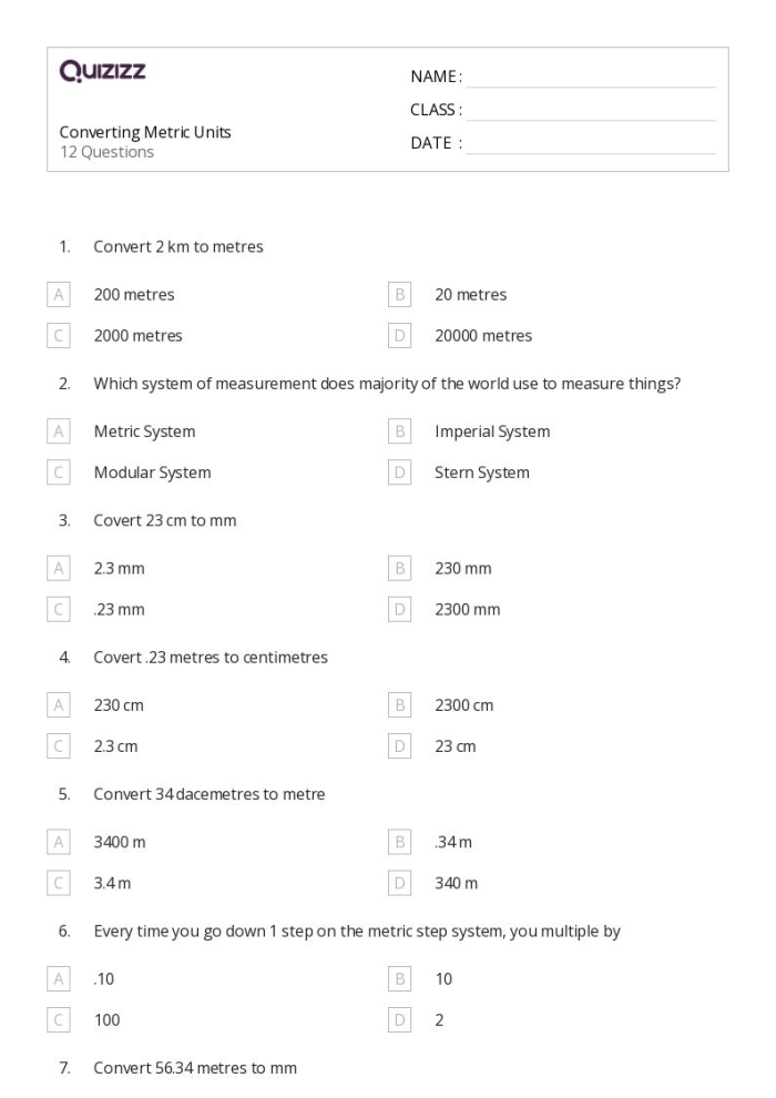 Fifth grade student solving a metric unit conversion maze activity