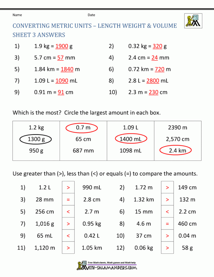 Metric Conversion Table Worksheet for 3rd Grade Math Practice 8 Third grade student using a metric conversion table worksheet to practice math skills