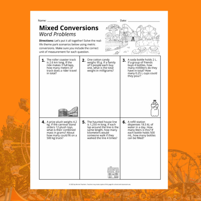 Students engaging with a metric measurement conversion worksheet for fifth grade