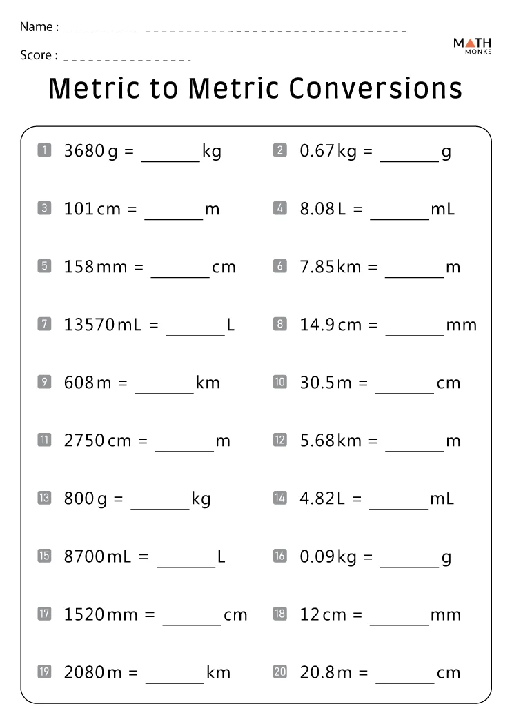 Subtraction worksheet for Fifth Grade Metric Measurement Conversion worksheet for fifth graders focusing on subtraction exercises. Engaging fill-in-the-blank activities to enhance understanding of metric symbols and values.