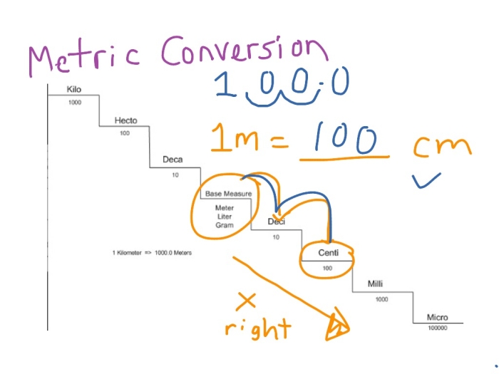 Metric Ladder Method worksheet for fifth graders visualizing metric conversions