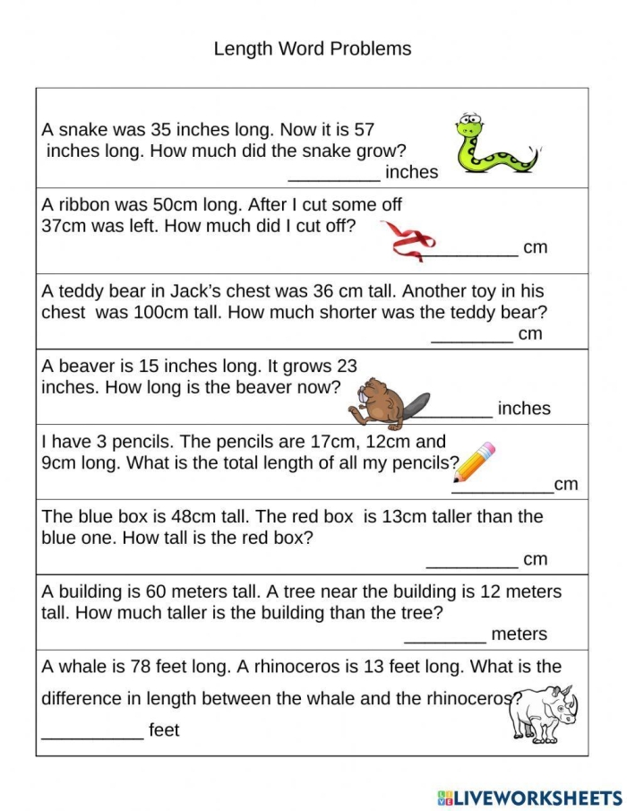 Metric Length Measurement word problems worksheet for fifth graders