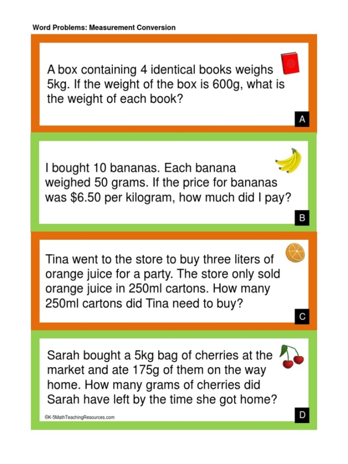 Metric Length Measurement worksheet for fifth graders featuring word problems