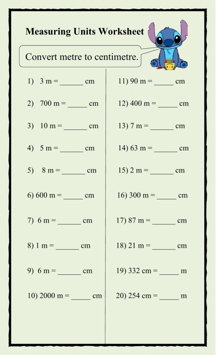 Metric conversion worksheet featuring a candy shop theme for fifth graders