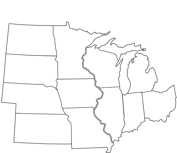 Third Grade Midwestern States Map Worksheet Activity 10 Blank map of the United States with Midwestern states outlined for third grade students to label and complete