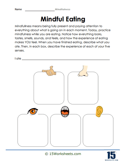 Mindful Listening Sound Hunt Exercise for Preschool Students A young child sitting outdoors with eyes closed and hand near ear, listening intently to sounds in nature during a mindful listening activity