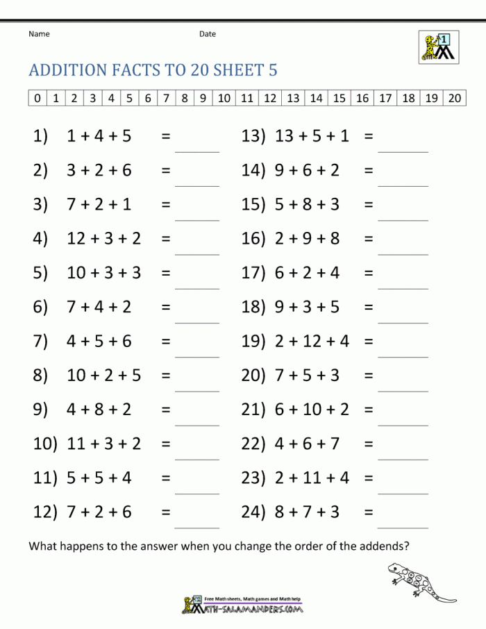First grade student worksheet for practicing addition facts that sum to ten by filling in missing addends