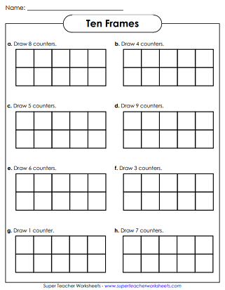 Adding Within 20 Using Ten Frames Missing Numbers Worksheet 11 First grade math worksheet featuring ten frames to practice missing addends for sums up to 20