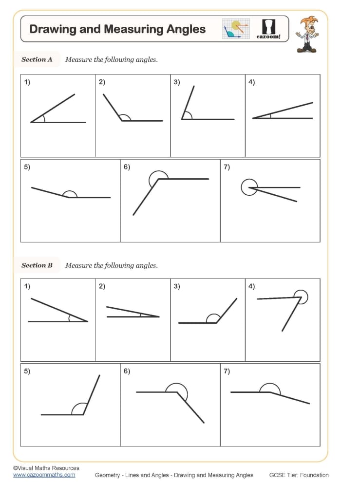 What's the Angle? worksheet for fourth grade geometry students Worksheet for finding missing angles in geometry lessons for fourth graders