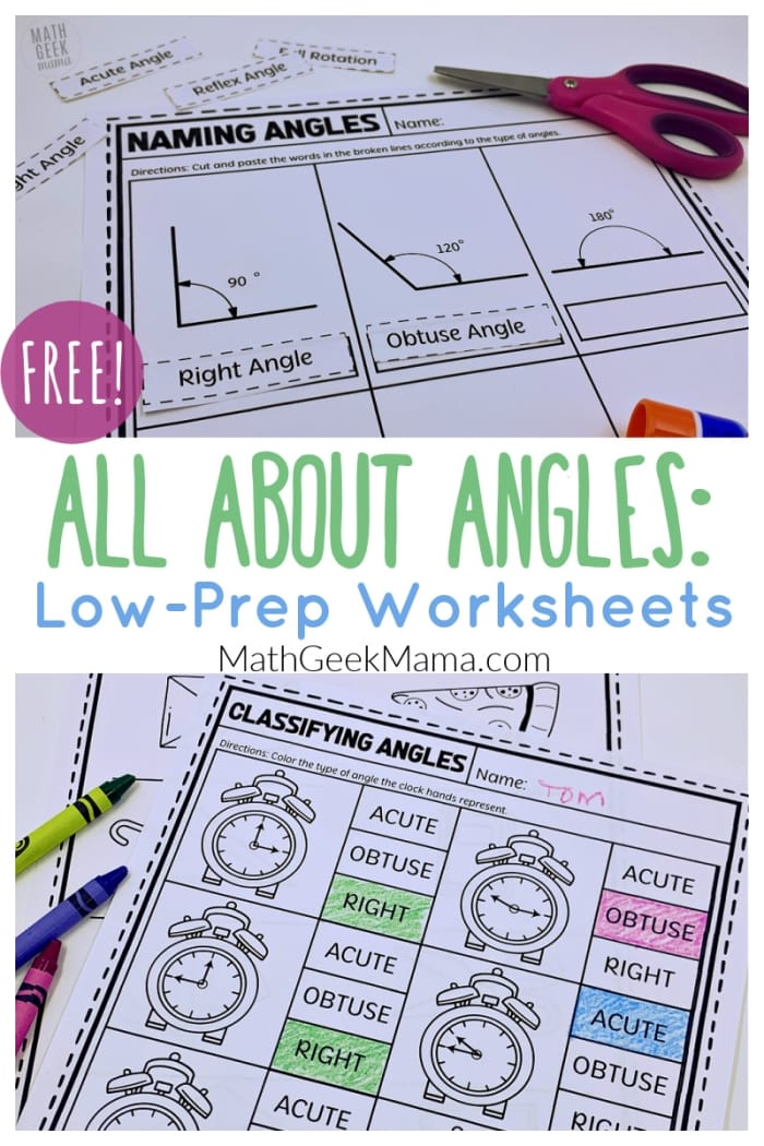 What's the Angle? exercise for fourth grade students Worksheet for finding missing angles in geometry for fourth graders