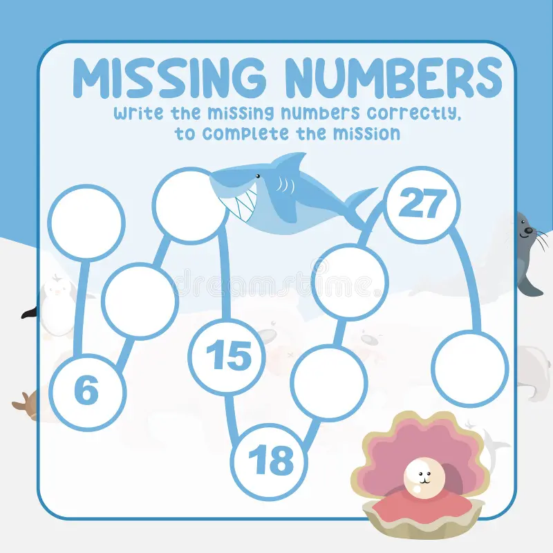 Children engaging with the Missing Numbers Game featuring Jungle Joe worksheet for kindergarten math practice