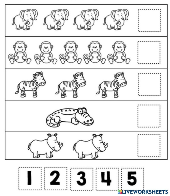Colorful worksheet featuring Jungle Joe's missing numbers game for kindergarteners