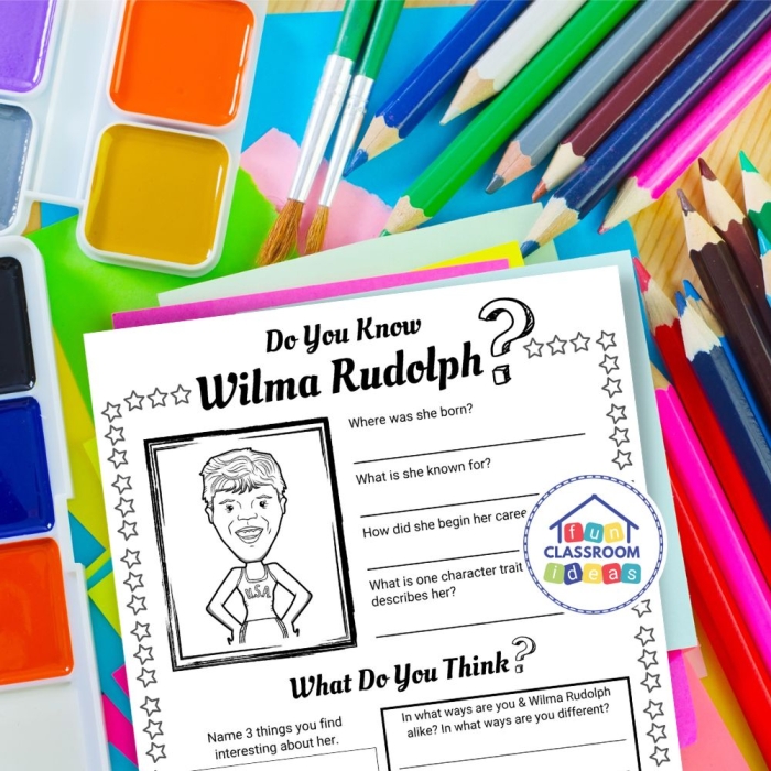 A fourth grade worksheet featuring a biography of ballerina Misty Copeland and reading comprehension questions for students