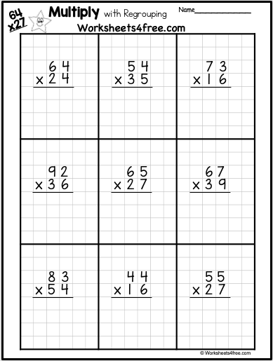 Mittens and Math two-digit multiplication practice worksheet for fourth graders in a winter setting