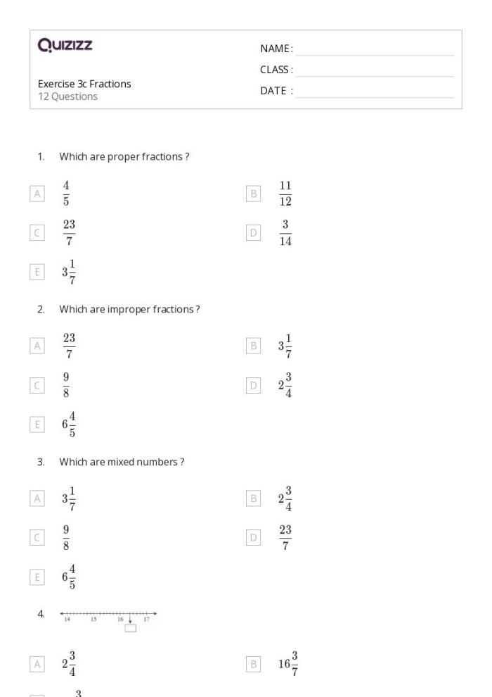 Practice Mixed and Improper Fractions 1 Math Activity for Grade 5 Fifth grade math worksheet showing mixed and improper fractions addition practice problems with fun silly illustrations to engage students