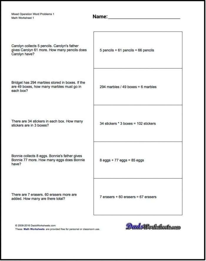 Mixed Operation Word Problem Check-in Worksheet for Second Grade Addition and Subtraction Assessment 6 Second grade students practicing addition and subtraction with a mixed operation word problem worksheet